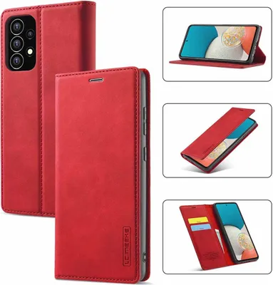 Produktbild von Galaxy A53 5G Hülle, Standfunktion Kartenfach Wallet Leder Schutzhülle für Samsung Galaxy A53 5G Rot
