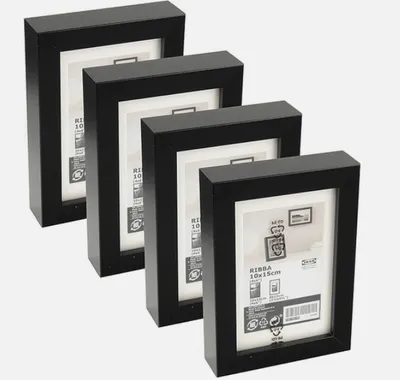 Produktbild von 4er Set Ikea RIBBA Bilderrahmen, schwarz, 10x15 cm Wand- & Tischmontage