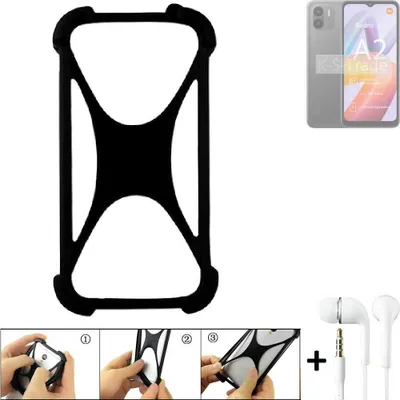 Produktbild von K-S-Trade Handy-Hülle + headphones kompatibel mit Xiaomi Redmi A2 Schutz-Hülle Bumper Silikon Cover Case Silikoncase Silikonbumper TPU Softcase