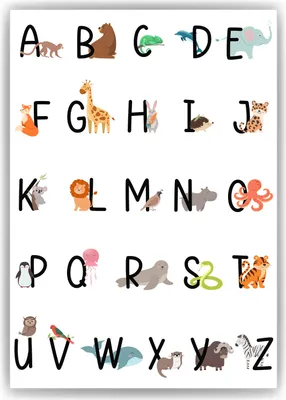 Produktbild von Kinderposter Alphabet Lernposter Kinderzimmer Wandbild Kindergarten Grundschule Tiere ABC Kinder Lernhilfe Poster – DIN A3 (29.7x42cm)