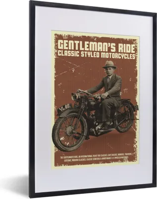Produktbild von MuchoWow® MuchoWow® Gerahmtes Poster Mancave - Motor - Vintage - Rauchen 30x40 cm - Poster mit zchwarzem Bilderrahmen - Wandposter Schlafzimmer