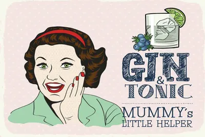 Produktbild von vianmo Holzschild 20x30 cm lustig Gin Tonic Mummy´s Helper