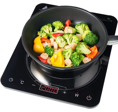 Induktionskochplatte 2000 W tragbar 10 Stufen Timer Touch schwarz
