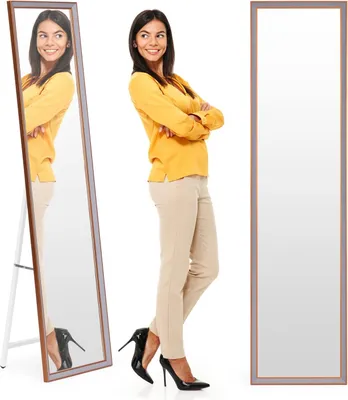 Obrázok produktu pre Veľké stojace zrkadlo, 148 cm, hliníkový rám, sklopné, ModernHome