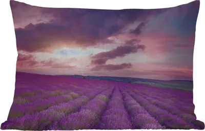 Produktbild von MuchoWow® Outdoor Kissen - Lavendel - Lila - Wolken - Blumen - 50x30 cm - Wetterfest - Lounge Kissen - Sofa kissen - Wohnzimmer Dekoration