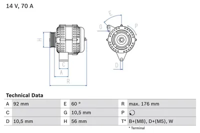 Produktbild von BOSCH 0 986 036 820 Generator x