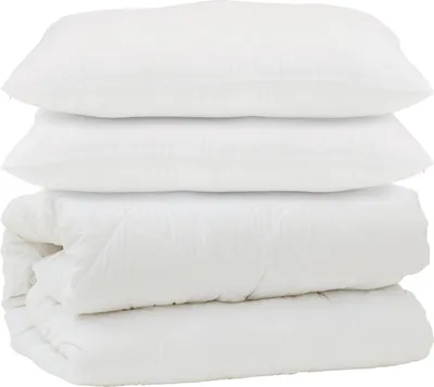 Image de vidaXL : Ensemble de couettes avec oreillers, 3 pièces, blanc, microfibre