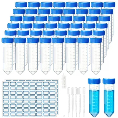Immagine prodotto di Set di 50 provette di plastica da 50 ml con coperchi ed etichette