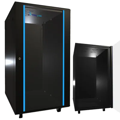 Productafbeelding van Extralink 22U Rackkast 600 x 800 mm, Zwart, Vrijstaand, met Slot en 19-inch Rackrails