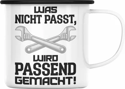 Produktbild von Trendation - Handwerker Emaille Tasse mit Spruch Geschenke für Handwerk Kaffeebecher KFZ Mechaniker Mechatroniker (Schwarz)