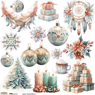 Produktbild von AUFKLEBER ScrapLove Dekor Stickers - Boho Christmas 1 - Boho-Weihnachten 1