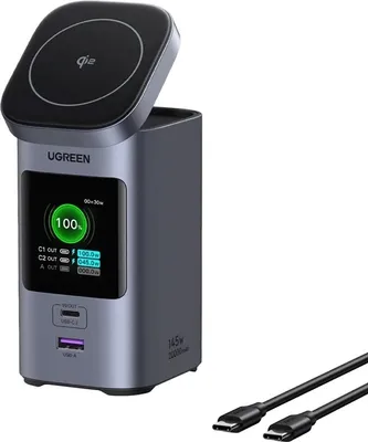 Obrázek produktu pro 2W1 Indukční nabíječka / powerbanka Ugreen Nexode 20000Mah, 145W, Qi2, 2x Usb-C, Usb