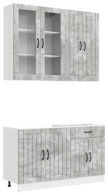 Immagine prodotto di vidaXL Modulo cucina LUCCA, 4 pezzi, grigio cemento, materiale composito di legno