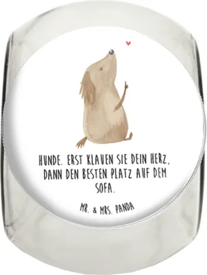 Produktbild von Mr. & Mrs. Panda Teedose Hund Liebe XL 2000ml - Weiß - Geschenk, Hundemotiv, Vorratsdose Glas, Herz, schraubglas, Hunde, Süßigkeitenglas, glasbehälter, Dekoglas