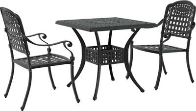 Immagine prodotto di vidaXL Set da tavolo da giardino, 3 pezzi, nero, in alluminio pressofuso
