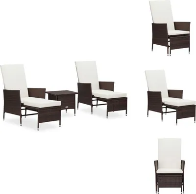 Produktbild von vidaXL 3-tlg. Garten-Lounge-Set mit Auflagen Poly Rattan Braun -  Gartenmöbel-Sets