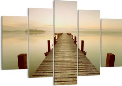 Produktbild von Bild auf Leinwand - Leinwandbild - Brücke See - 150x100cm - Wand Bild - Wanddeko - Wandbilder - Leinwanddruck - Bilder - Kunstdruck - Wanddekoration - Leinwand bilder - Wandkunst - EA150x100-3625