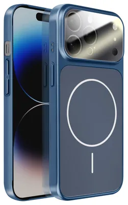 Productafbeelding van Avizar, MagSafe hoesje van gehard glas, mat, voor iPhone 14 Pro Max, nachtblauw