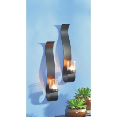 Produktbild von Wandkerzenhalter 2er Set für Teelichter 5,2x34,5 cm (BxH) Metall/Glas