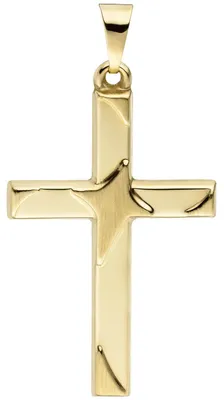 Produktbild von Anhänger Kreuzanhänger Goldkreuz Kreuz, teilmattiert, 375 Gold Gelbgold