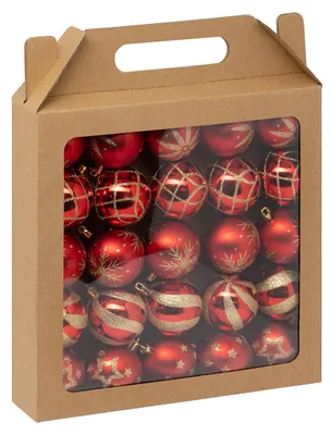 Produktbild von Christbaumkugeln "Colorama de Noël" 25er-Set aus recyceltem Kunststoff D 6 cm rot weiß