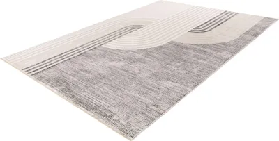 Produktbild von Lalee Vista Modernes abstraktes niedrigfloriges Teppich 80x150 cm in Silber für stilvolle Innenräume