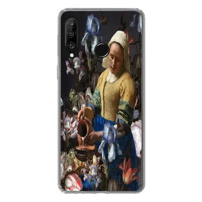 Produktbild von MuchoWow® Handyhülle Schutzhülle Hülle für Huawei P30 Lite Milchmädchen - Blumen - Regenbogen Silikon Softcase Handy Hülle - Handyhülle