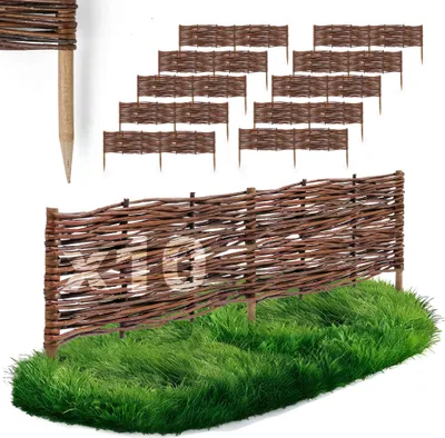 Produktbild von 10 x BOGATECO prútené obruby na záhony | 100 cm dlhé a 20 cm vysoké | drevené obruby na ploty | ploty z prútia