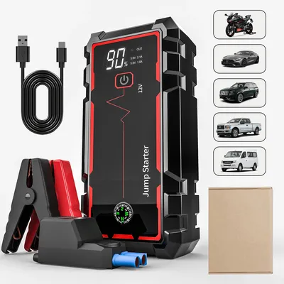 Zdjęcie produktu dla Urządzenie do uruchamiania silnika z kompresorem powietrza - 4 w 1 - 8000 mAh - 600 A - 150 PSI - 12 V - szybkie ładowanie USB z wbudowaną diodą LED