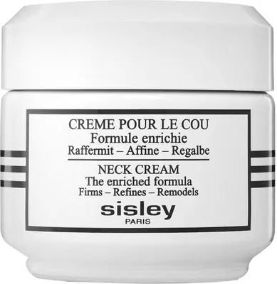A white jar of Sisley Neck Cream is shown against a white background.