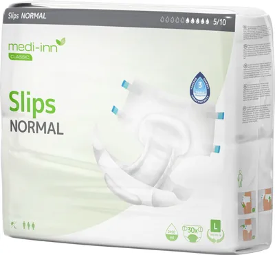 Produktbild von Medi-Inn Inkontinenz-Slips NORMAL, Gr. L, 4 x 30 = 120 Stück, 5 Tropfen, Unisex-Passform, weiß