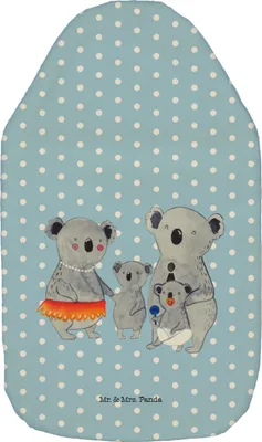 Produktbild von Mr. & Mrs. Panda Wärmflasche Koala Familie - Blau Pastell - Geschenk, Muttertag, gummi, naturkautschuk, Koalas, Kinder, Bettflasche, Family, Wärmekissen, wärmebeutel