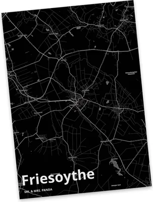 Produktbild von Mr. & Mrs. Panda Grußkarte Friesoythe - Geschenk, Postkarte, Postkarten, Stadt, Ansichtskarten, Ansichtskarte, Fotokarte, Dorf Karte Landkarte Map Stadtplan