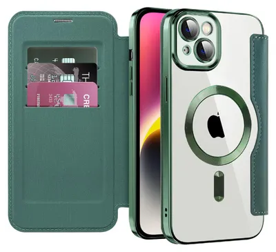 Produktbild von Techsuit - SmartMag Book Hülle für iPhone 14 Plus - grün