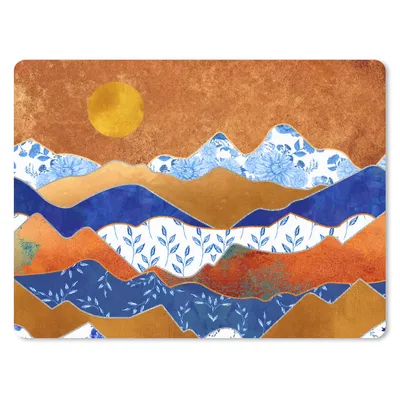 Produktbild von MuchoWow® Mauspad Mousepad Delfter Blau - Gold - Muster 40x30 cm - Mousepads - Maus Mat - Pad - Mausunterlage - Anti Rutsch