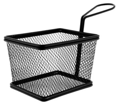 Produktbild von 4er Set Pommes-Frittierbehälter aus Edelstahl in Schwarz - Rechteckig, 9,5 x 12,5 x 8,5 cm