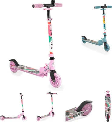 Produktbild von Byox Kinderroller Miracle faltbar LED-PU-Räder ABEC-7 Klingel Höhe einstellbar rosa