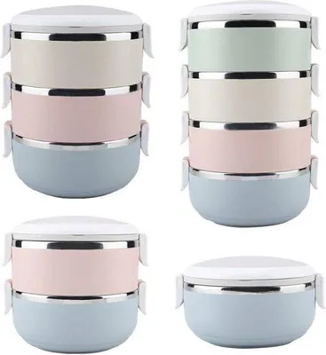 Image de Boîte à repas Bento portable en acier inoxydable - quatre étages - 2 800 ml