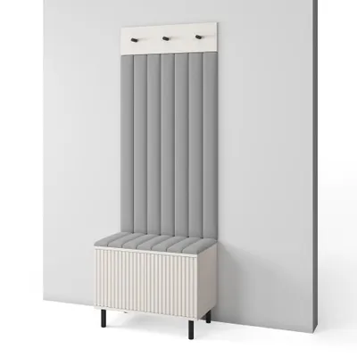 Produktbild von Garderoben-Set Ritmo version 6 mit Schuhregal und Polsterplatten, Ideal für Flur und Eingangsbereich (Cashmere, Trinity 14)
