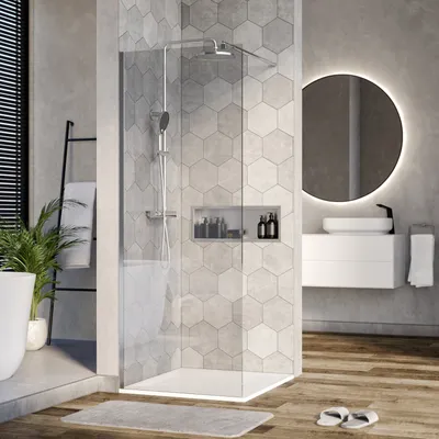 Produktbild von Duschabtrennung Walk-In Nano Echtglas EX101 - Klarglas - 10 mm - Wandprofil Chrom - Breite wählbar, Breite Walk-In:700mm