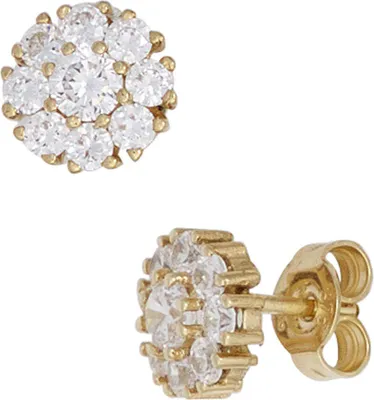 Produktbild von Ohrstecker Blume aus 18 Zirkonia weiß 375 Gold Gelbgold Ohrschmuck Damen