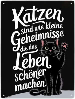 Produktbild von Katzen machen das Leben schöner Metallschild XXL in 28x38 cm