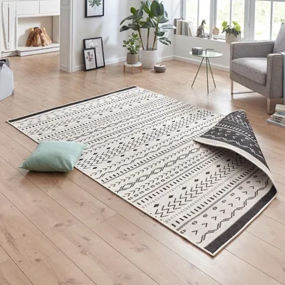 Produktbild von In- & Outdoor Wendeteppich Kuba Schwarz Creme , Größe:160x230 cm