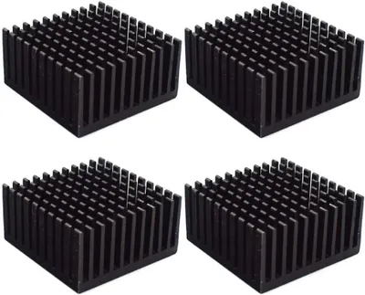 Immagine prodotto di Dissipatori di calore in alluminio, confezione da 4 pezzi, dimensioni 40 x 40 x 20 mm, con nastro adesivo termoconduttivo 3M, per il raffreddamento