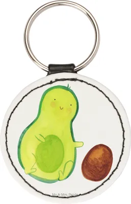 Produktbild von Mr. & Mrs. Panda Schlüsselanhänger Avocado Kern rollt - Weiß - Geschenk, klein, Liebe, kleiner, Geburtstag, Anhänger, Taschenanhänger, Avocados, Gesund, Geburt, schlüssel