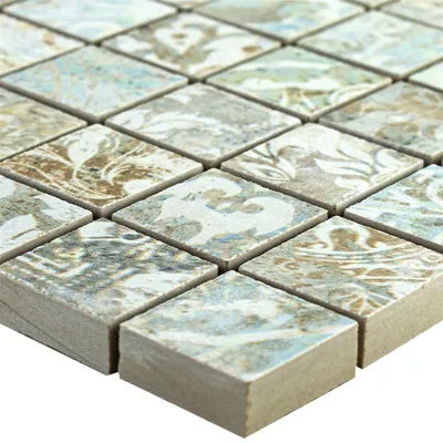 Produktbild von Keramikmosaik Fliesen Bellona Effekt Hellbunt 25x25mm