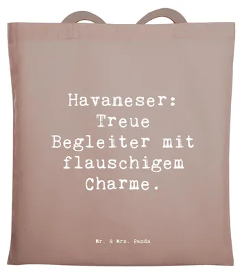 Produktbild von Mr. & Mrs. Panda Beutel Spruch Havaneser Charme - Braun Pastell - Geschenk, Hunderassen, Tote Bag, Lächeln ins Gesicht, Pflege, Hunderasse, Jutebeutel, Charakter, Familie