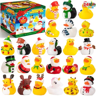 Produktbild von JOYIN 24 Weihnachtsenten, Badespielzeug aus Gummienten als Geschenk für Kinder, Party-Enten für Jungen, Mädchen und Kleinkinder