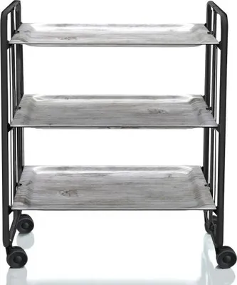 Image de DON HIERRO - Chariot de service pliable BAUHAUS avec roulettes - structure métallique noire, 3 niveaux, 3 positions