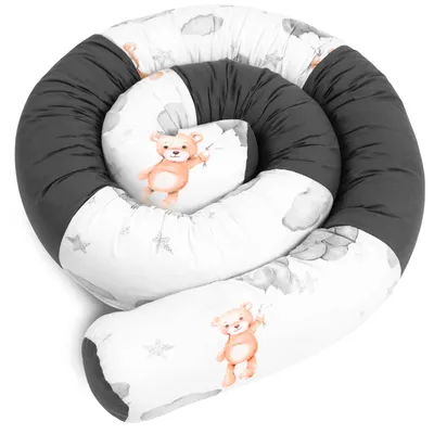 Produktbild von Amilian Bettschlange 210cm – Nestchenschlange für Babybett, Nestchen, Bettumrandung & Kantenschutz – Seitenschläferkissen – Bettrolle - Kopfschutz